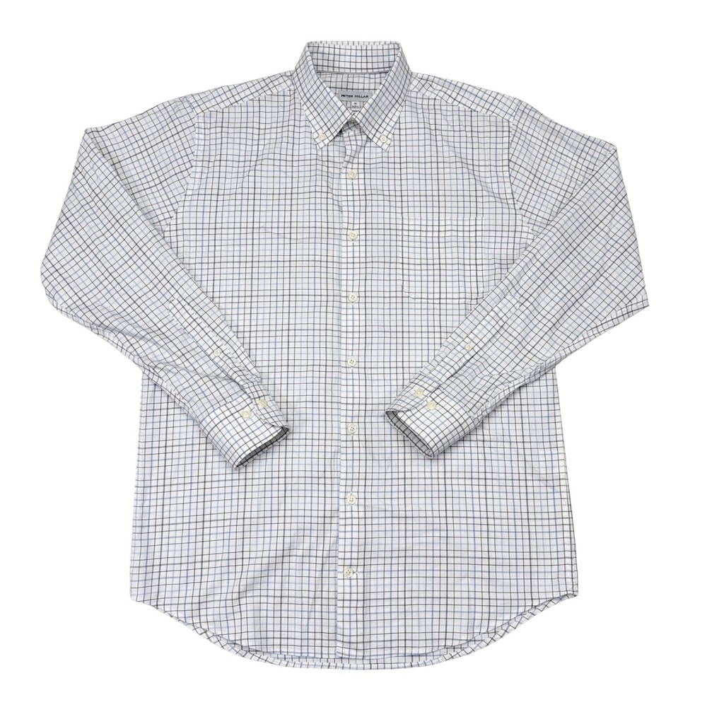 Peter Millar Shirt Mens Size Medium Plaid Fenton Cotton Stretch Button Down